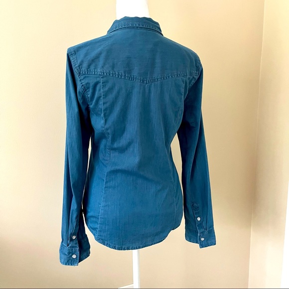 BP Denim Button-Down Long-Sleeve Shirt. Western Style. Size XS. 98% Cotton - Picture 5 of 11